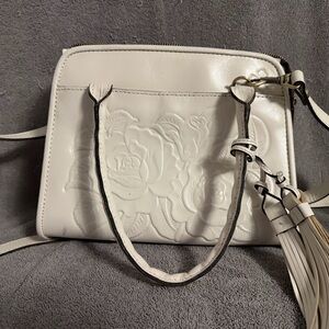 Patricia Nash White Floral Embossed Shoulder Bag